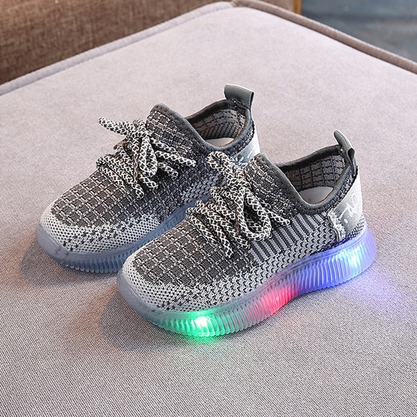 Toddler / Kids Breathable Net Surface Lace-up LED Sneakers