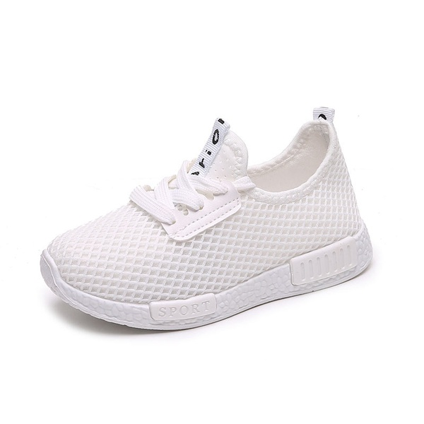 Kid Breathable Mesh Surface Solid Lace-up Sneakers