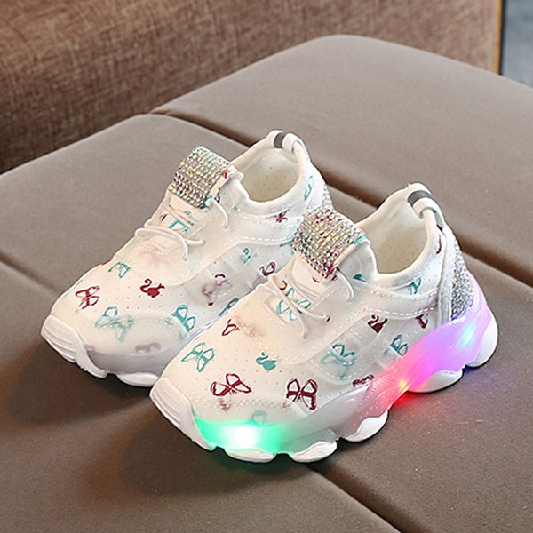 Toddler / Kid Butterfly Allover LED Athletic Shoes