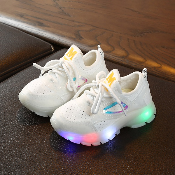 Toddler Lace-up Net Surface LED Sneakers