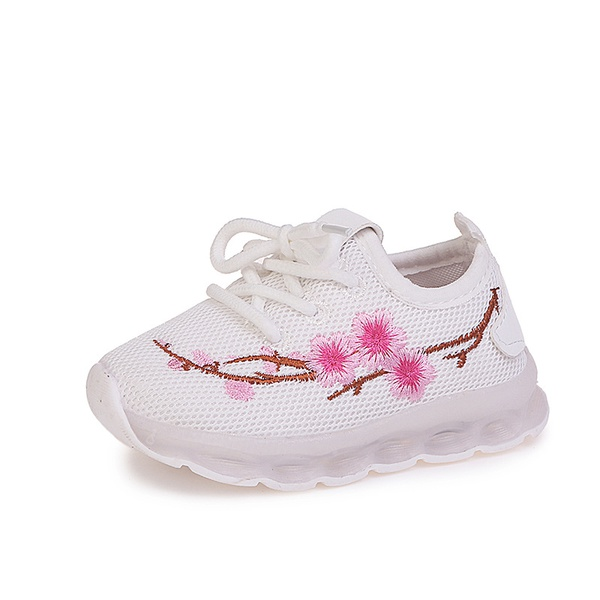 Toddler / Kid Embroidered Lace-up LED Sneakers