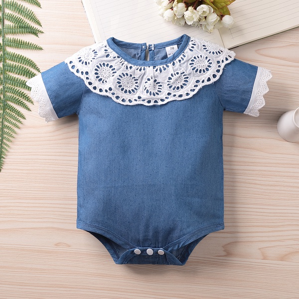 Baby Denim Lace Decor Rompers