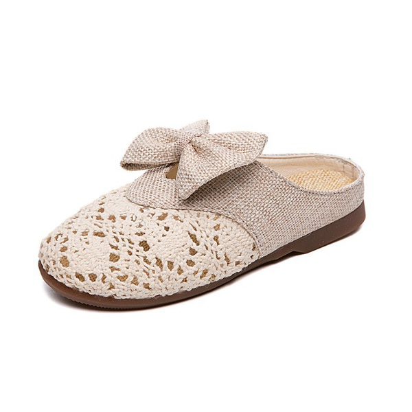 Toddler / Kids Bowknot Knitted Surface Linen Slippers