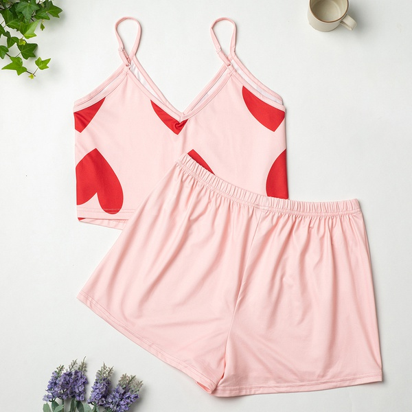 More Festivals casual Heart-shaped Cami Pink Loungewear