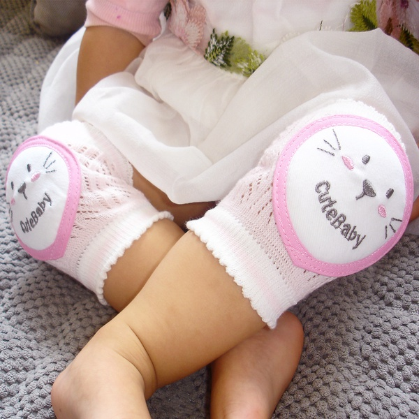 1-pair "Cute Baby" Embroidered Knitted Knee Pads