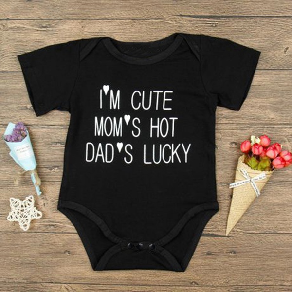 I'M CUTE MOM'S HOTDAD'S LUCKY' Bodysuit for Baby