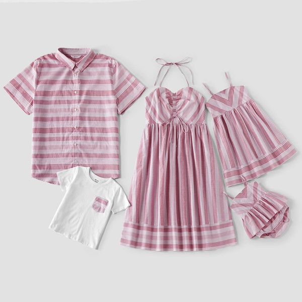 Mosaic Family Matching 100% Cotton Striped Series Sets(Tank Dresses - Rompers - Tops)