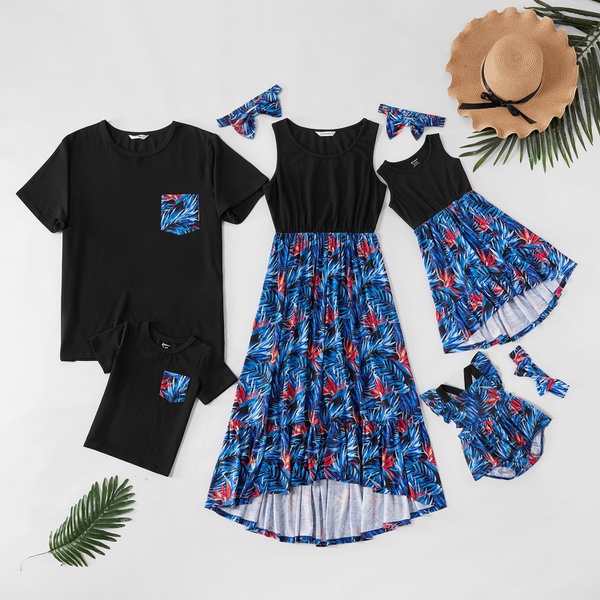 Mosaic Family Matching Cotton Coconut Tree Tank Dresses - Rompers - Black Tops