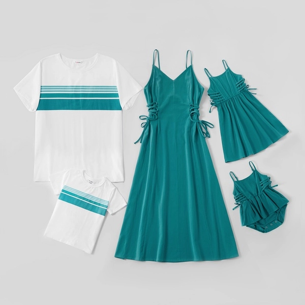 Mosaic Family Matching Turquoise 100% Cotton Sets (Tank Dresses - Rompers - Tops)