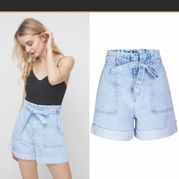 Casual Solid Highwaist Loose Shorts Jeans For women