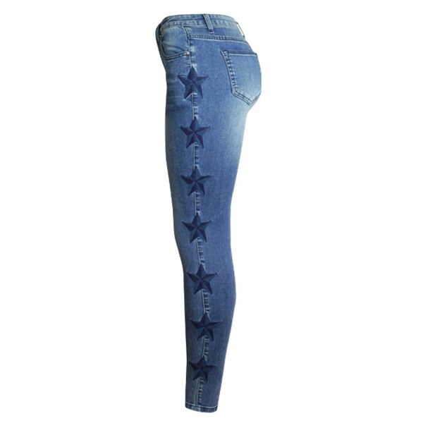 Pretty Inwrought Stars Printed Elastic Pants Jeans