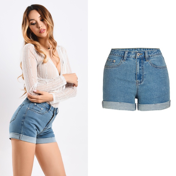 Pretty Solid Highwaist Shorts Jeans For women