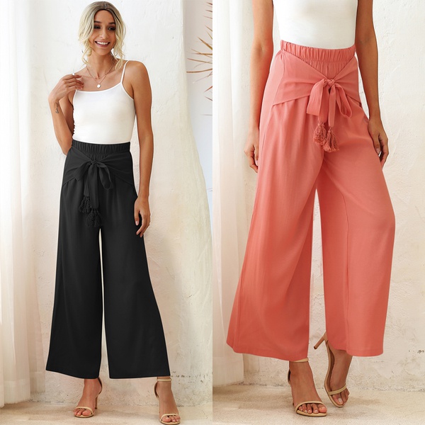 casual Elastic waistband Wide trousers pants