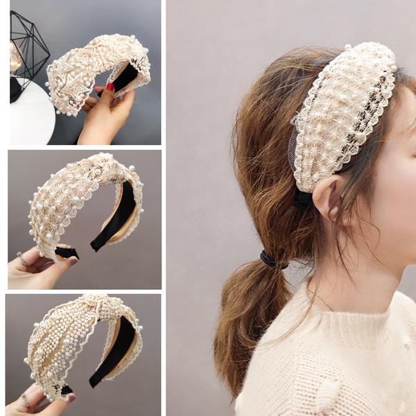 Ladies Lace Peral Design Turban Headband