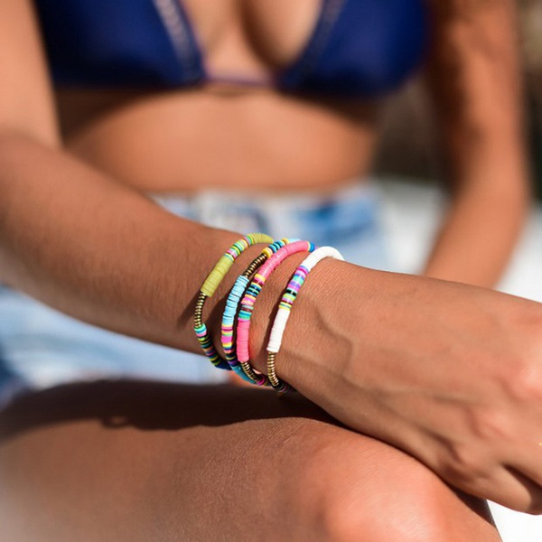 5-pcs Recyclable String Bracelets Women Boho Mixed Color Fashion Wristband Jewelry