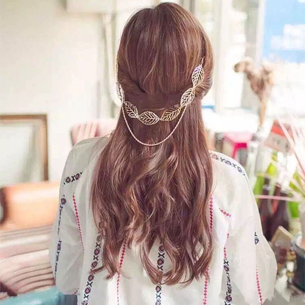 Pretty Leaf Decor Chain Hairpin for Women