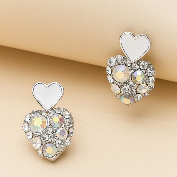 Super Shiny Heart-Shaped Earrings Women Simple Crystal Lovely Earrings Gift