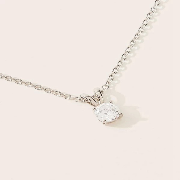 Silver One Diamond Necklace