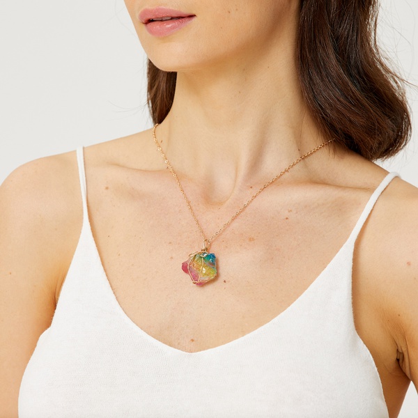 Natural Colorful Irregular Crystal Pendant Necklace