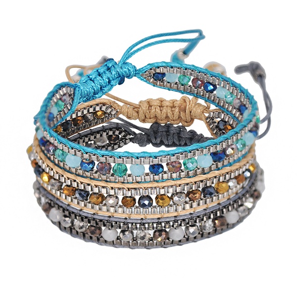 Bohemian Colorful Creastal Bead Bracelet Women Adjustable Handmade Bead Bracelet Friendship Gift