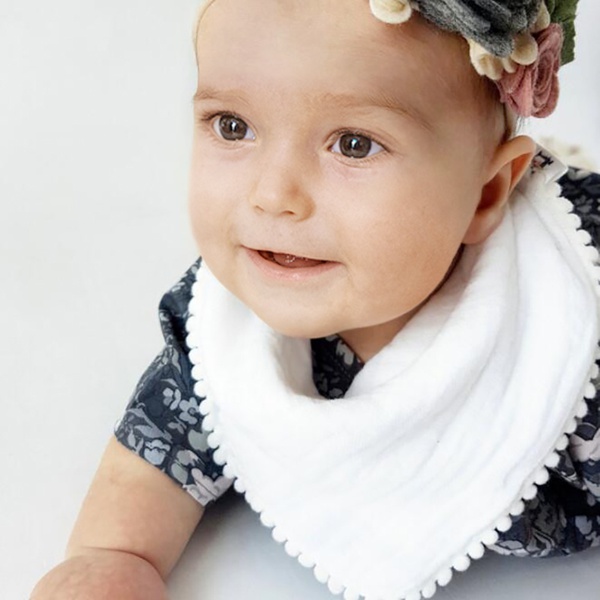 Double Layer Cotton Baby Burp Lace Tassel Cartoon Triangular Bip Toddler Saliva Towel Feeding Scarf