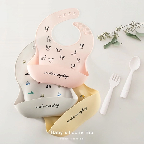 Waterproof Baby Bibs Saliva Towel Cartoon Aprons Baby Silicone Feeding Bibs