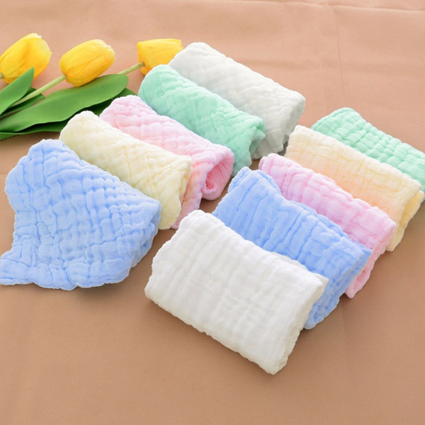 5-pcs Cotton Six-Layer Muslin Cotton Infant Saliva Bibs Bandana Bibs Burp Cloths Baby Gifts