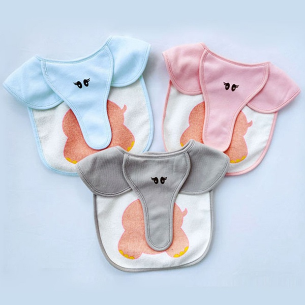 3-piece Elephant Design Softness Cotton Baby Bibs