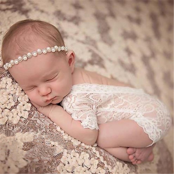 Lace Design Baby Photography Prop Jumpsuit (not Include Hairband)