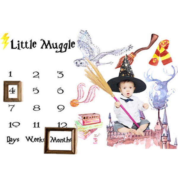 "Little Muggle" Print Baby Milestone Blanket Photography Background Prop
