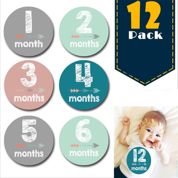 12-pack Reusable Baby Monthly Milestone Stickers