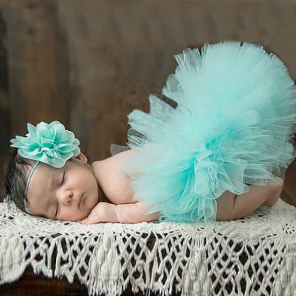 2-piece Floral Decor Baby Photography Prop Tutu Skirt and Headband Set