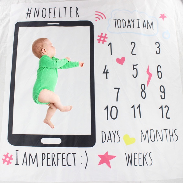 Creative Phone Print Baby Milestone Blanket Photography Background Prop