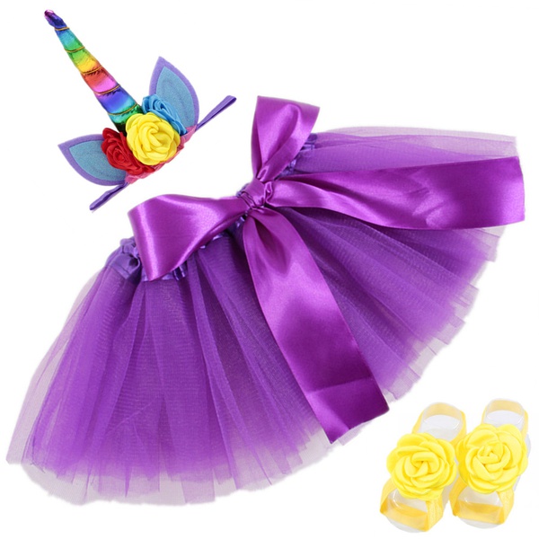 Unicorn Design Baby Photography Prop Tutu Skirt, Headband and Shoes Set