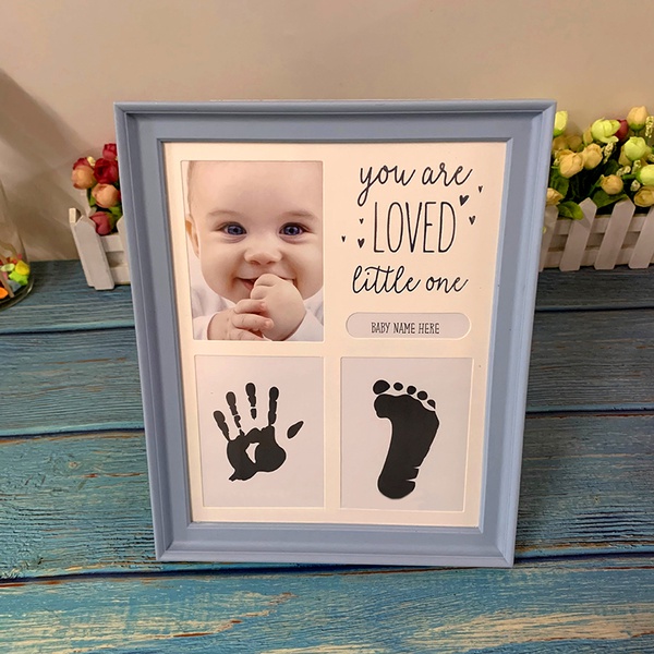 Newborn Baby Hand And Foot Print Mud Frame Baby Solid Wood Baby Souvenir Gift