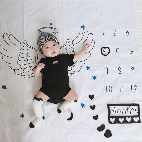 Wing Design Baby Milestone Blanket Photography Background Prop(not Include Photo Frames)