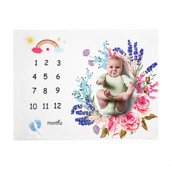 Floral Digital Print Baby Milestone Photography Background Prop