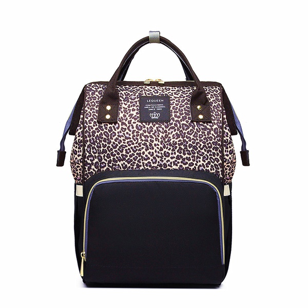 LEQUEEN Leopard Multi-functional Large Capacity Diaper Bag Backpack