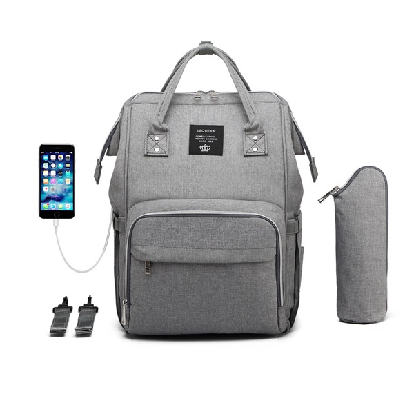 Waterproof Oxford Fabric Cloth USB Heating Large Capacity Diaper Bag Backpack