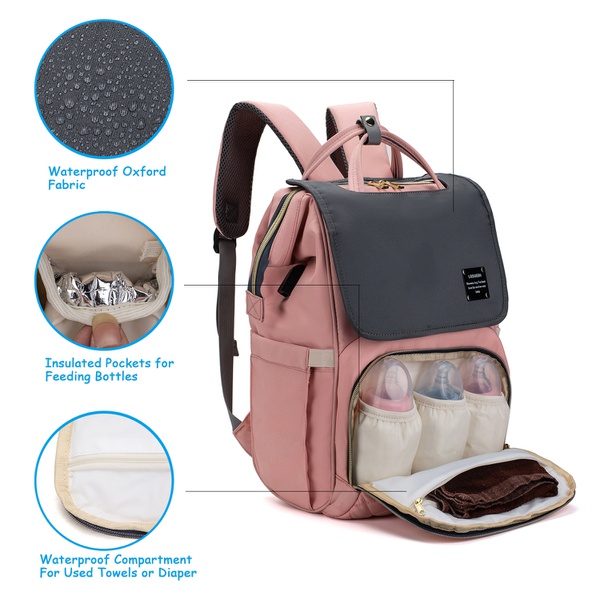 Multicolorful Diaper Bag Backpack Mummy Travel Bag Large Capacity Maternity Bags with Stroller Strap