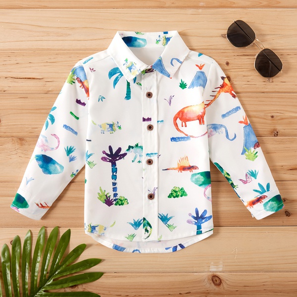 Baby / Toddler Boy Adorable Dino Print Long-sleeve Shirt