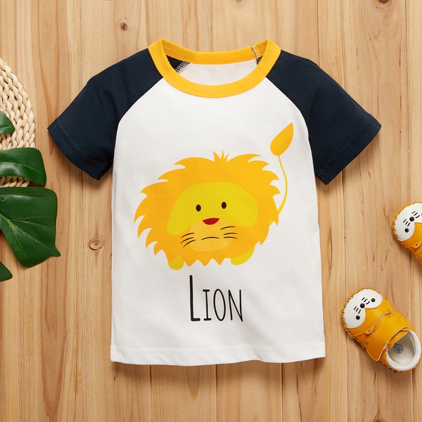 Lion Print Color Block Short-sleeve Tee