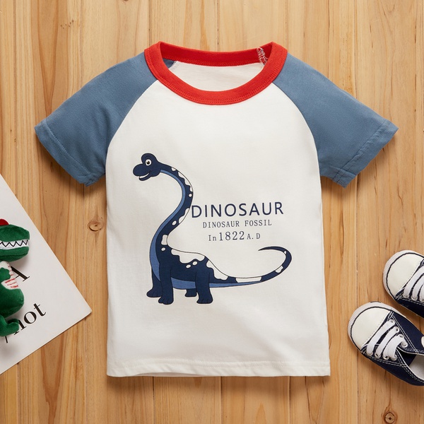 Baby Boy Casual Cartoon Animal Dinosaur Short-sleeve Tee