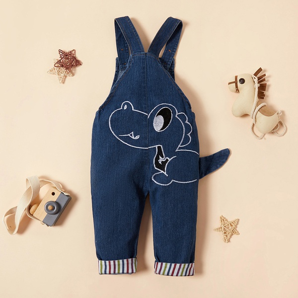 Baby / Toddler Adorable Dinosaur Embroidery Denim Overalls