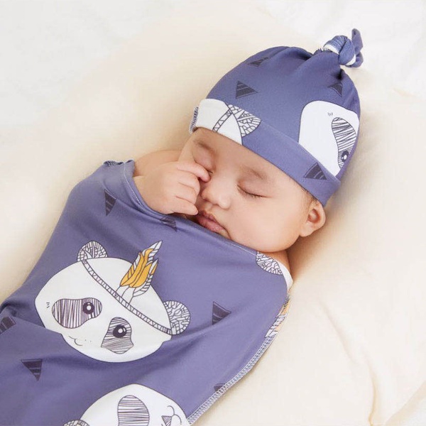 2 Pcs Baby Cartoon Panda Swaddle Blankets Hat Soft Sleeping Blanket Wrap Set Newborn Baby Bedding Blanket