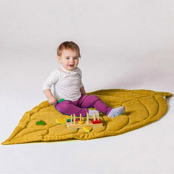 Cute Play Mat Leaf Design Baby Mat Newborn Infant Crawling Blanket Cotton Mat for Kids Room Nursey Decor