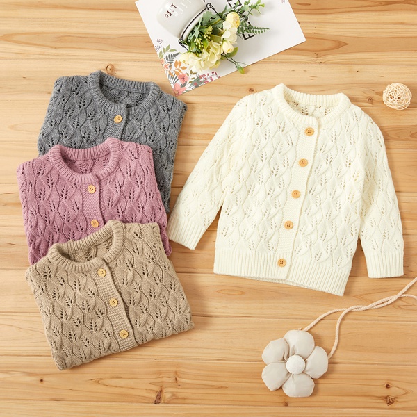 Baby Casual Solid Knitted Coat