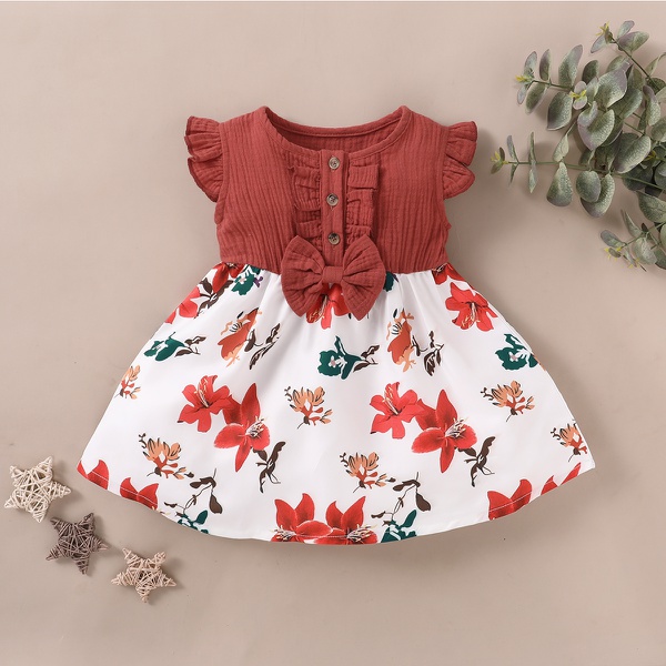 Baby / Toddler Floral Print Splice Dress