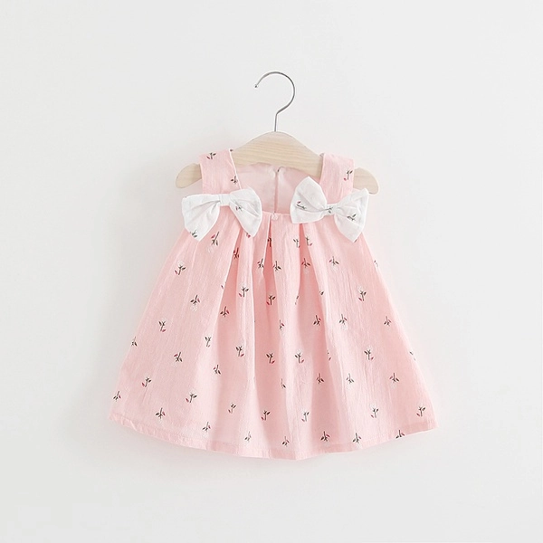Baby Bowknot Decor Strappy Dresses