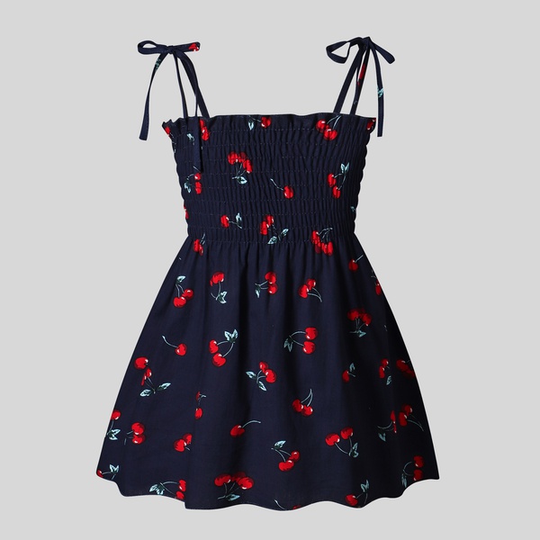 Baby Cherry Allover Print Strappy Dresses